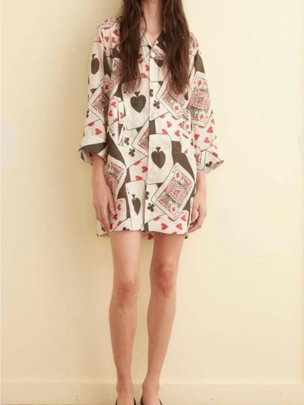 Bode Playing Card Print Button-Up Shirt Dress